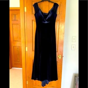 Long velvet navy blue dress